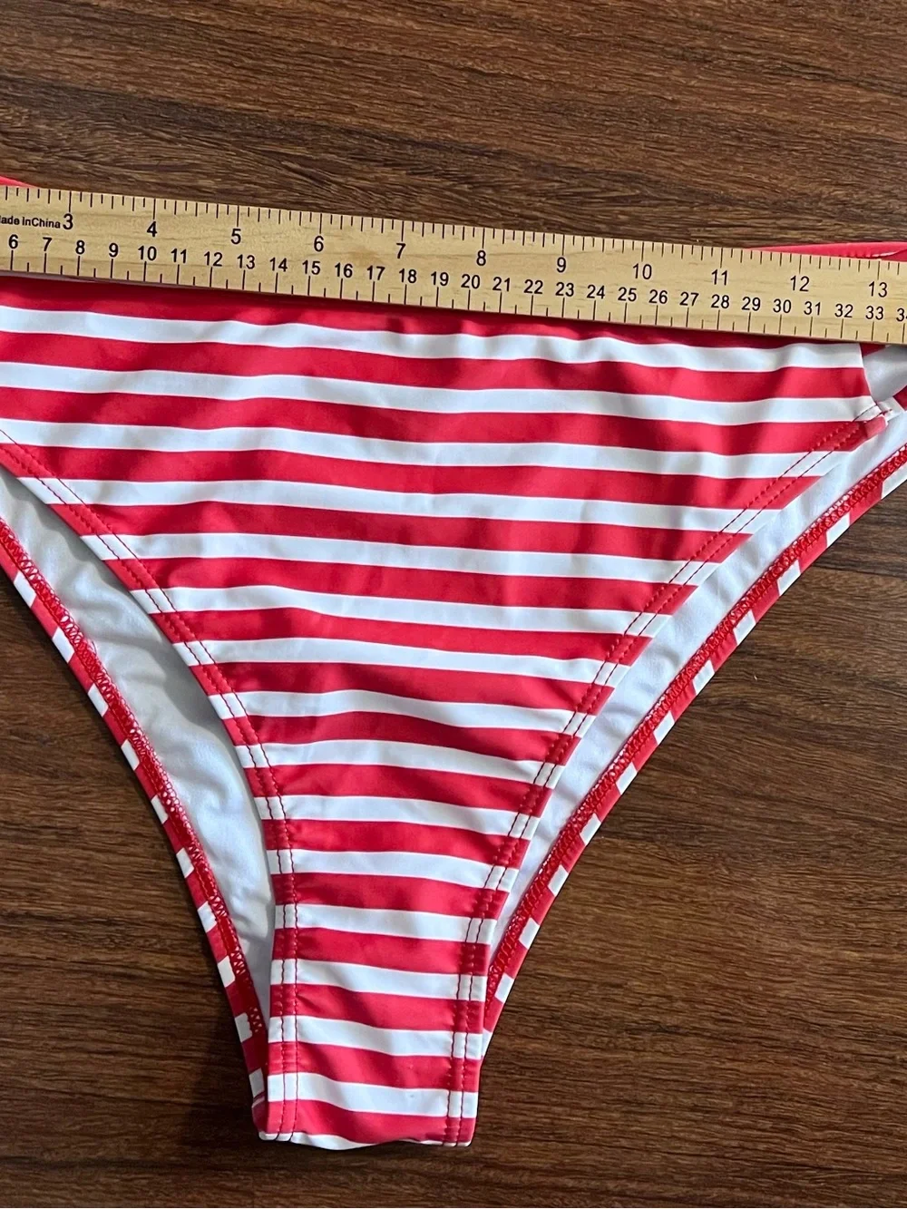 NWOT Red & White Striped Bikini Bottom Size Large